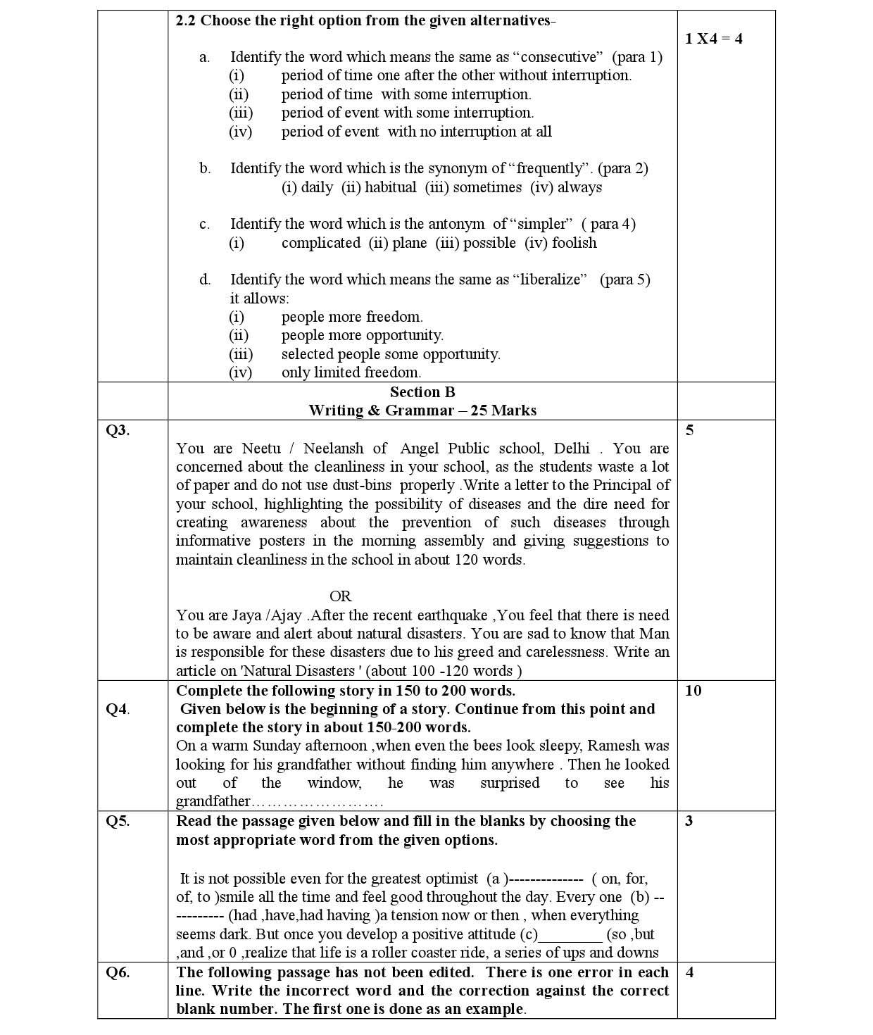English Language and Literature CBSE Class X Sample Question Paper 2015 16 - Image 3