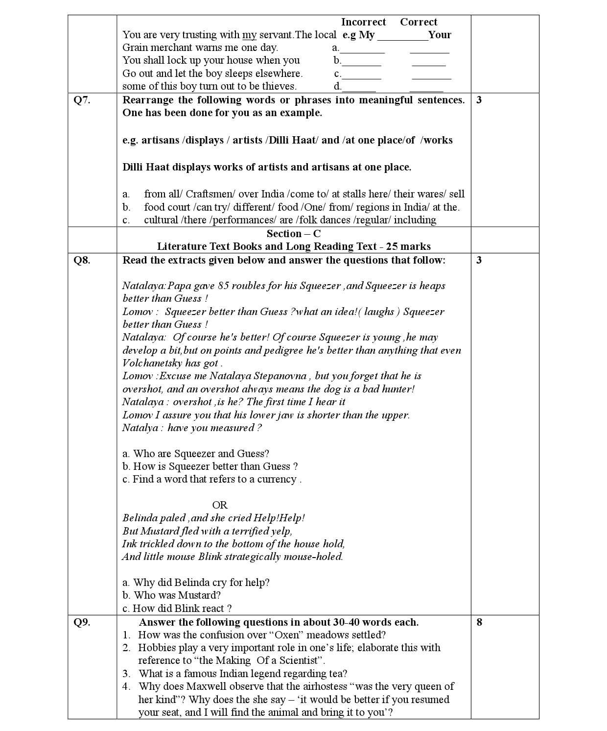 English Language and Literature CBSE Class X Sample Question Paper 2015 16 - Image 4