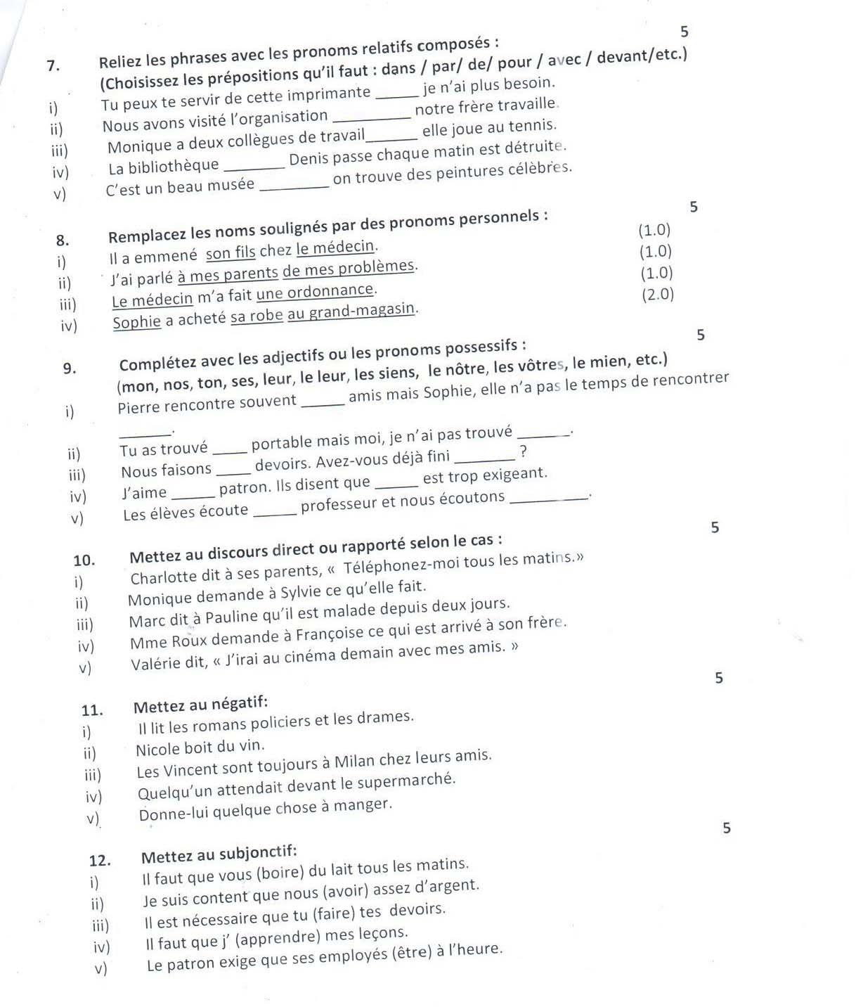 French CBSE Class X Sample Question Paper 2015 16 - Image 3