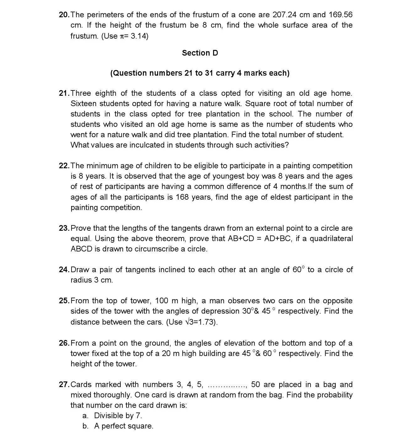 Mathematics CBSE Class X Sample Question Paper 2015 16 - Image 4