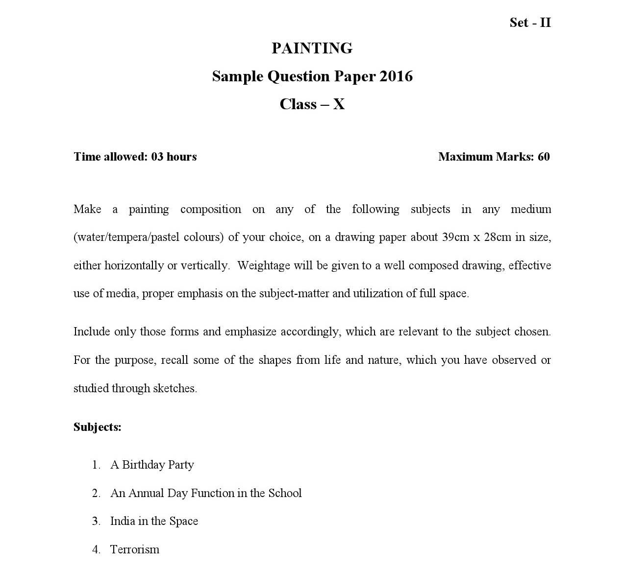 Painting CBSE Class X Sample Question Paper 2015 16 - Image 1