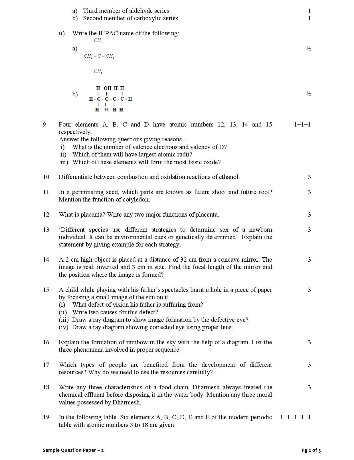 Science CBSE Class X Sample Question Paper 2015 16 - Image 2