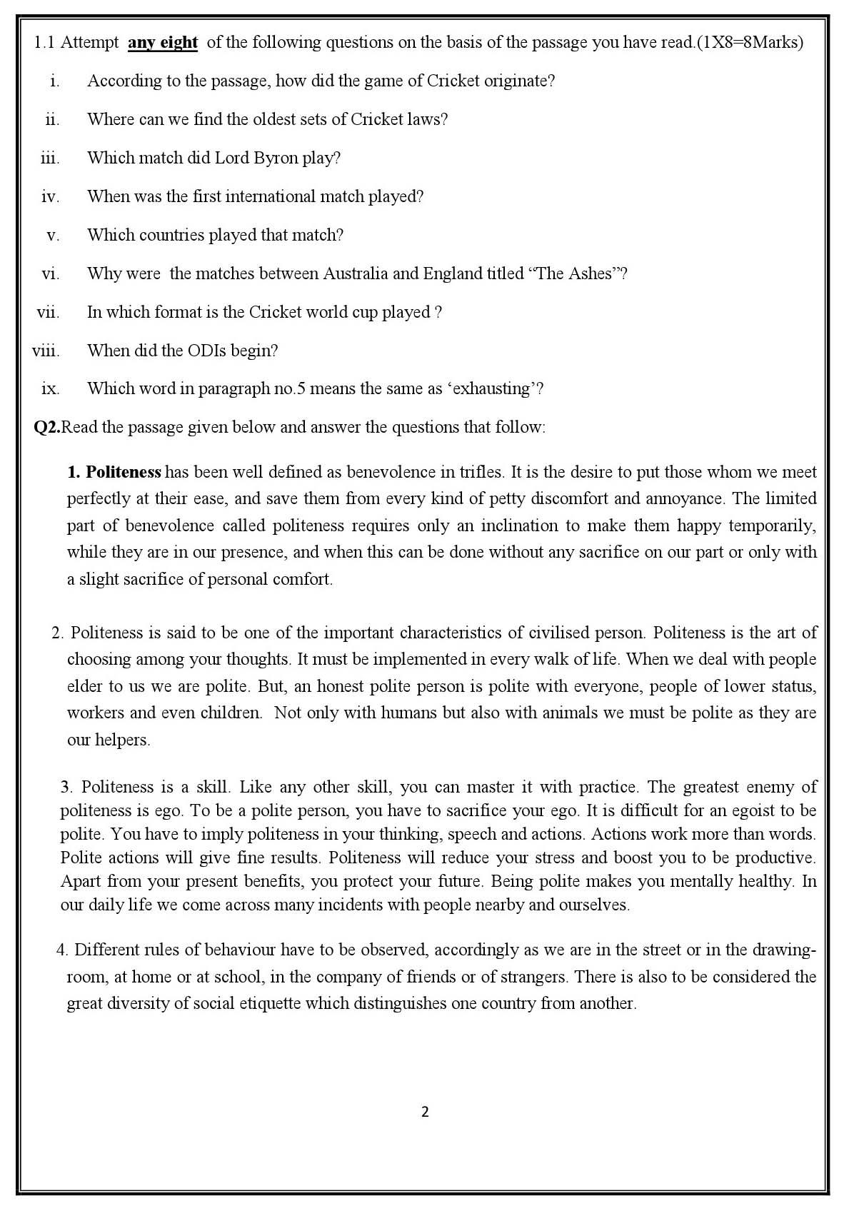 English Communicative CBSE Class X Sample Question Paper 2017 18 - Image 2
