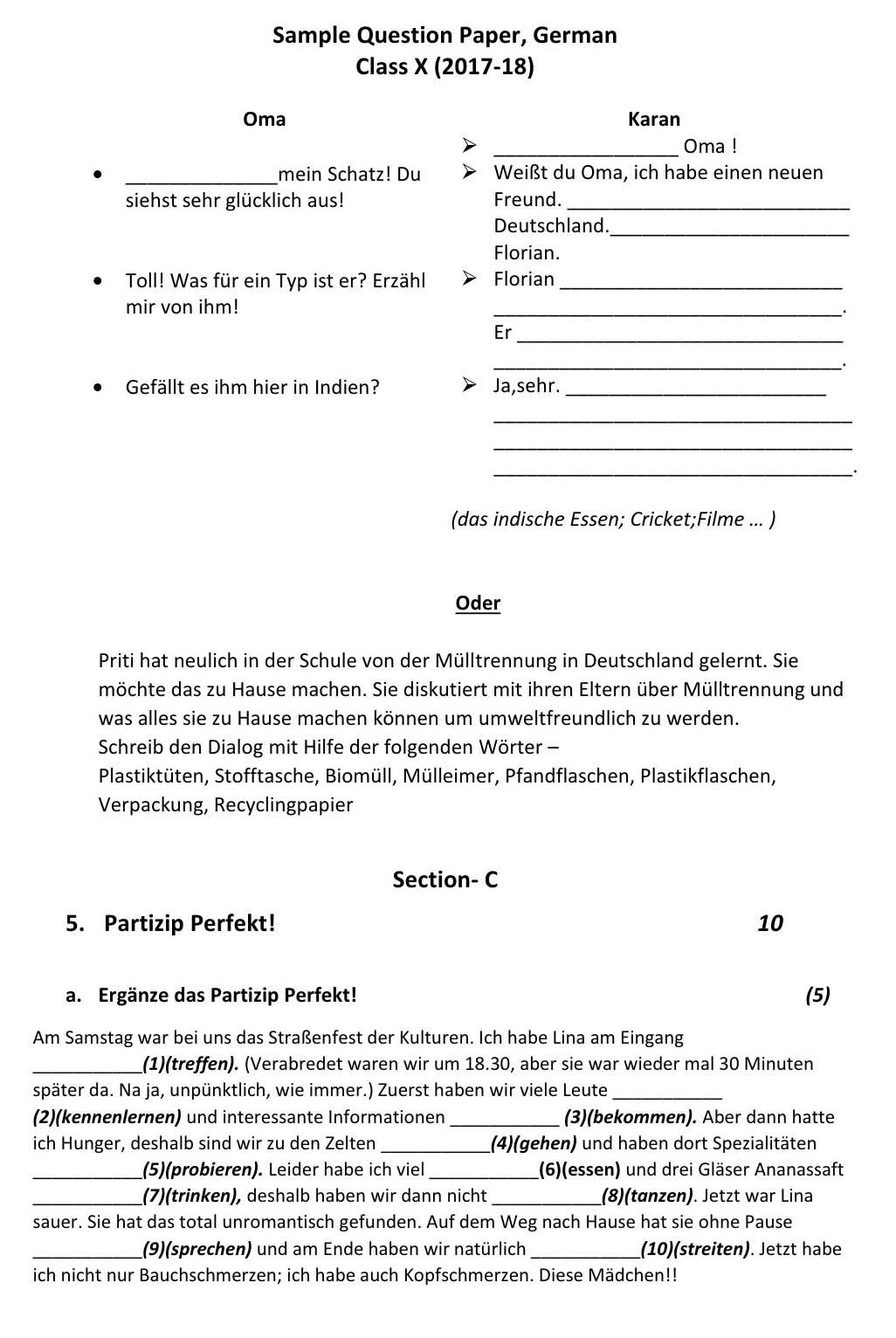German CBSE Class X Sample Question Paper 2017 18 - Image 4
