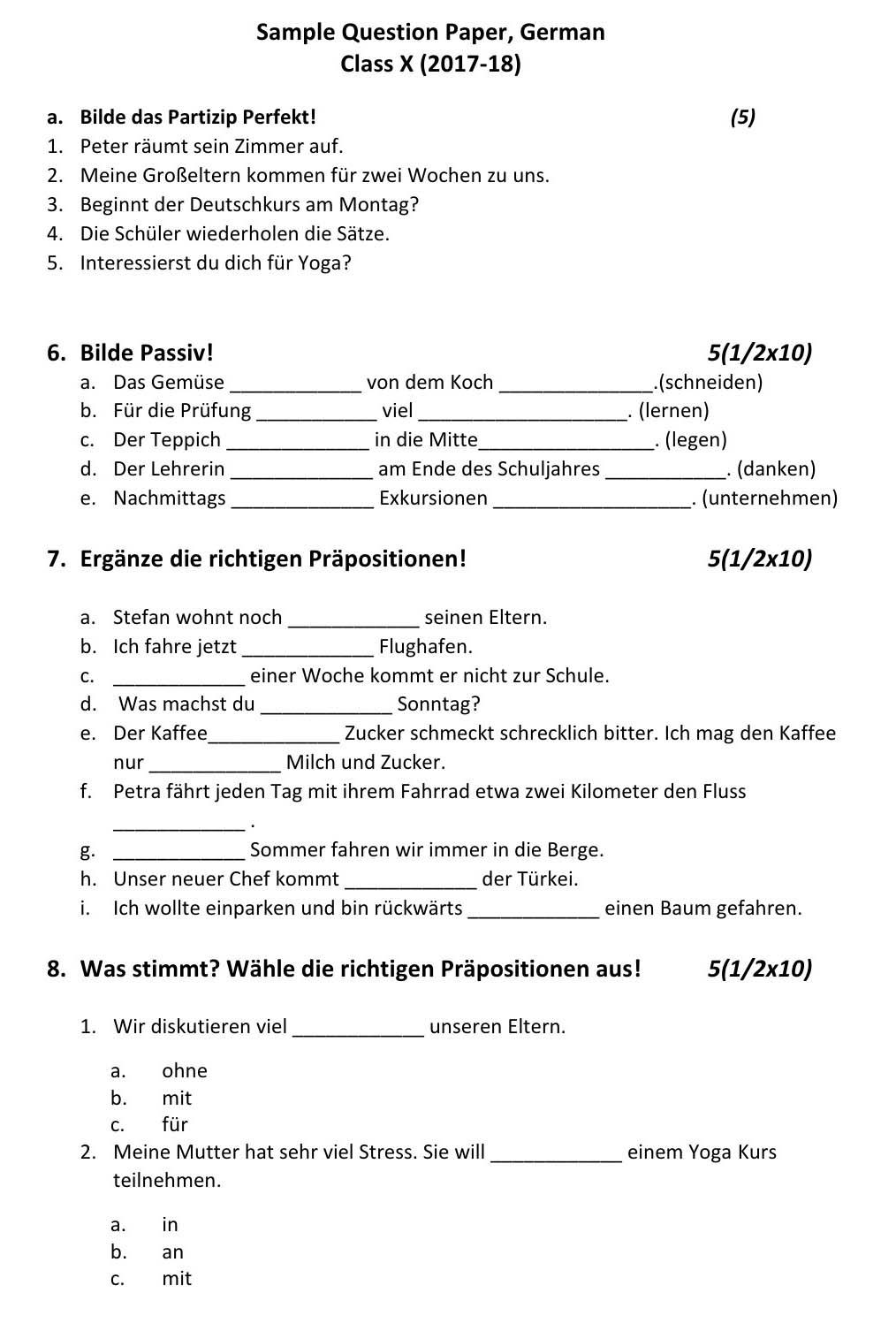 German CBSE Class X Sample Question Paper 2017 18 - Image 5