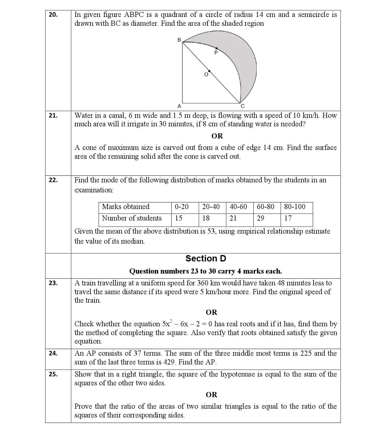 Mathematics CBSE Class X Sample Question Paper 2017 18 - Image 4
