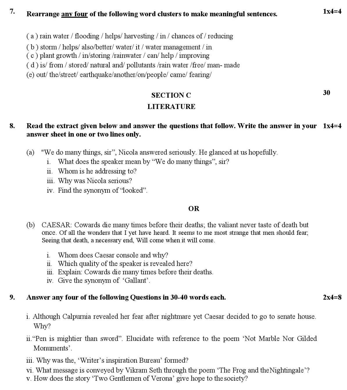 English Communicative CBSE Class X Sample Question Paper 2018 19 - Image 5