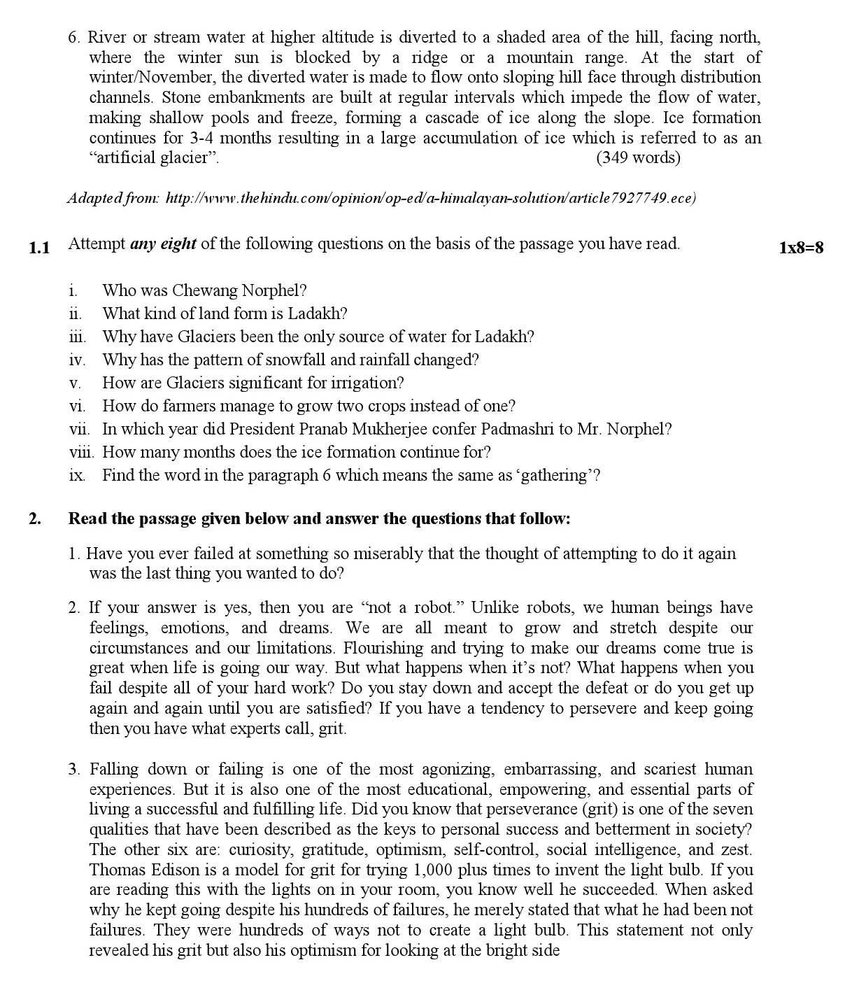 English Language and Literature CBSE Class X Sample Question Paper 2018-19 - Image 2