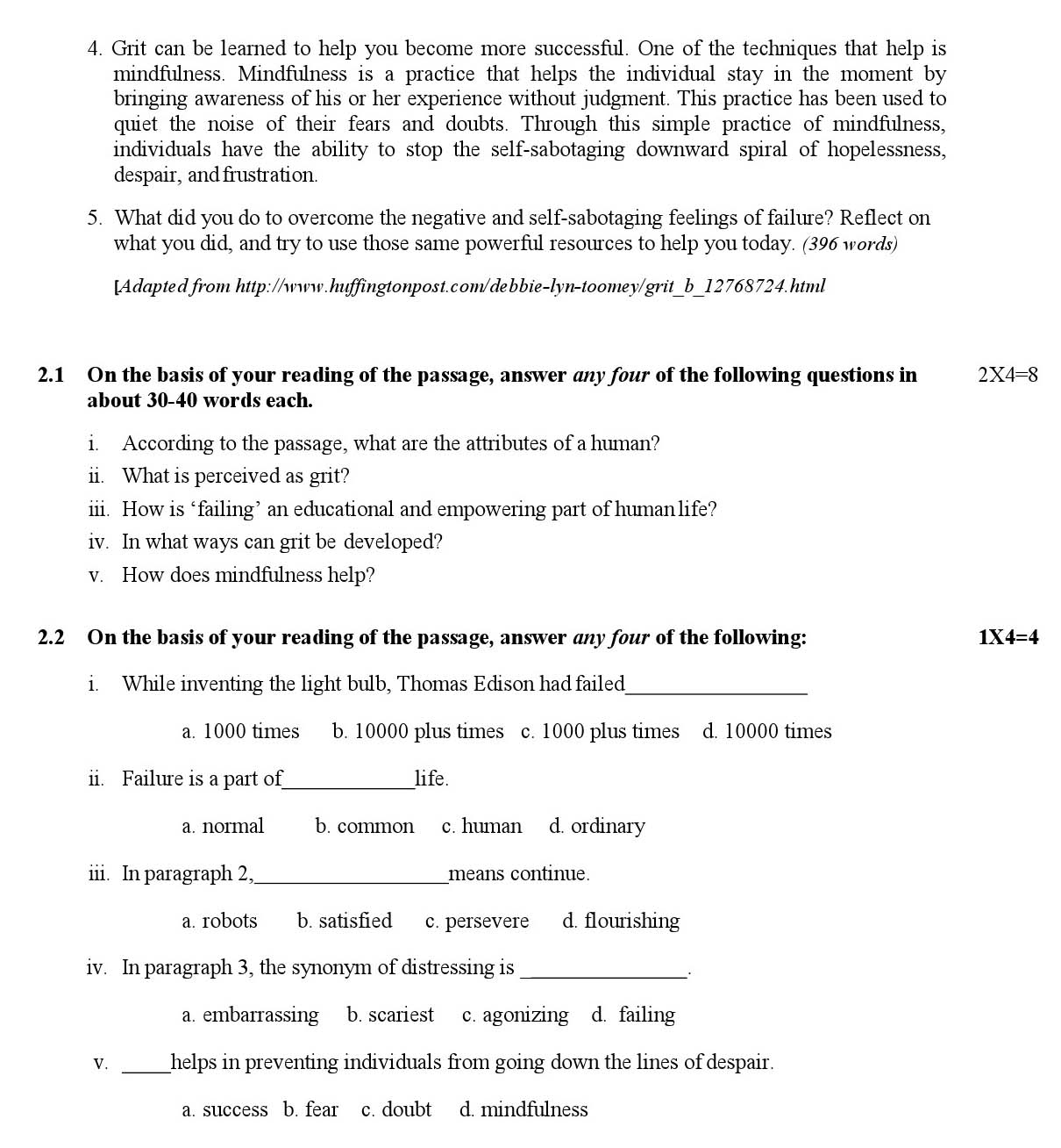 English Language and Literature CBSE Class X Sample Question Paper 2018-19 - Image 3