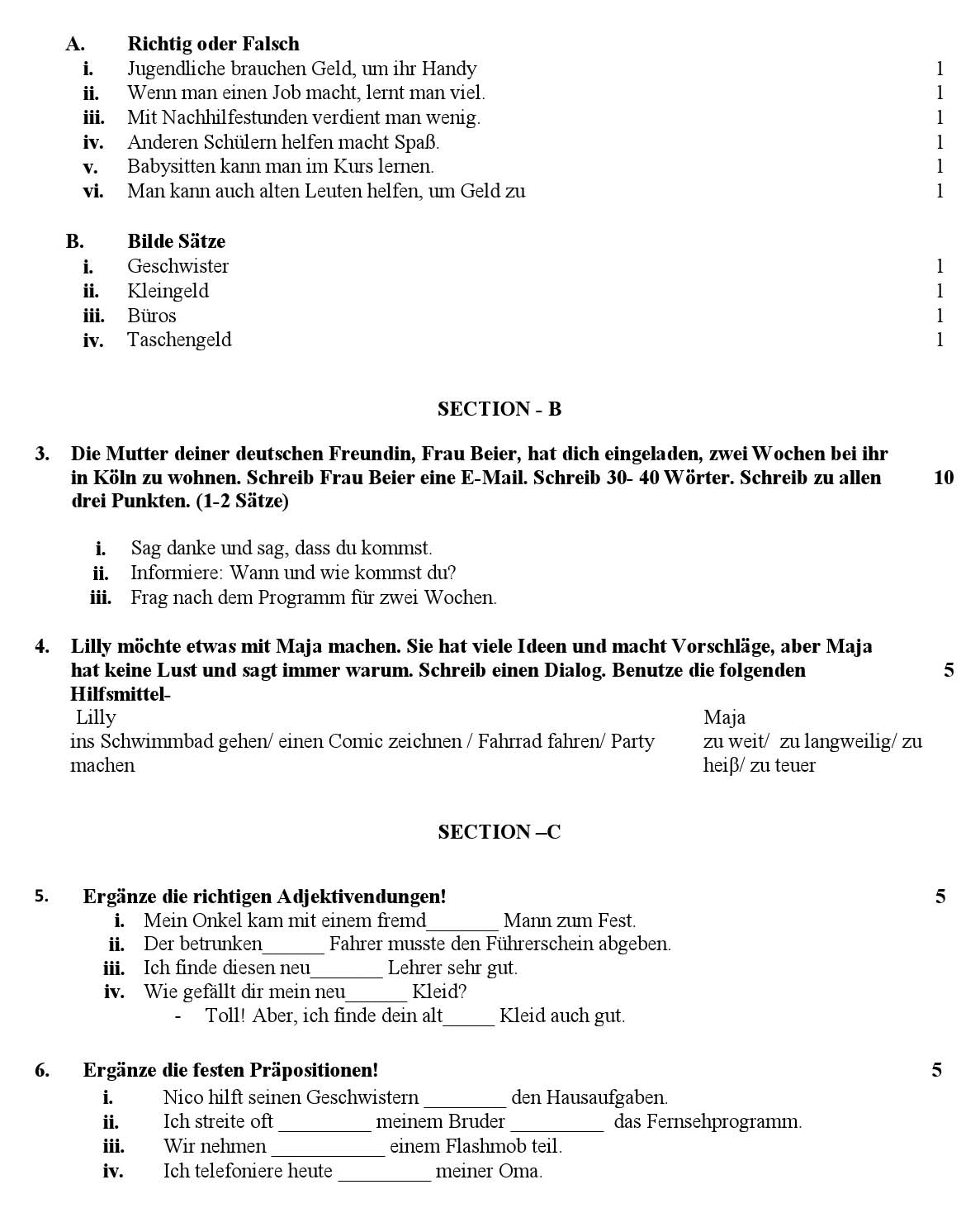 German CBSE Class X Sample Question Paper 2018-19 - Image 2