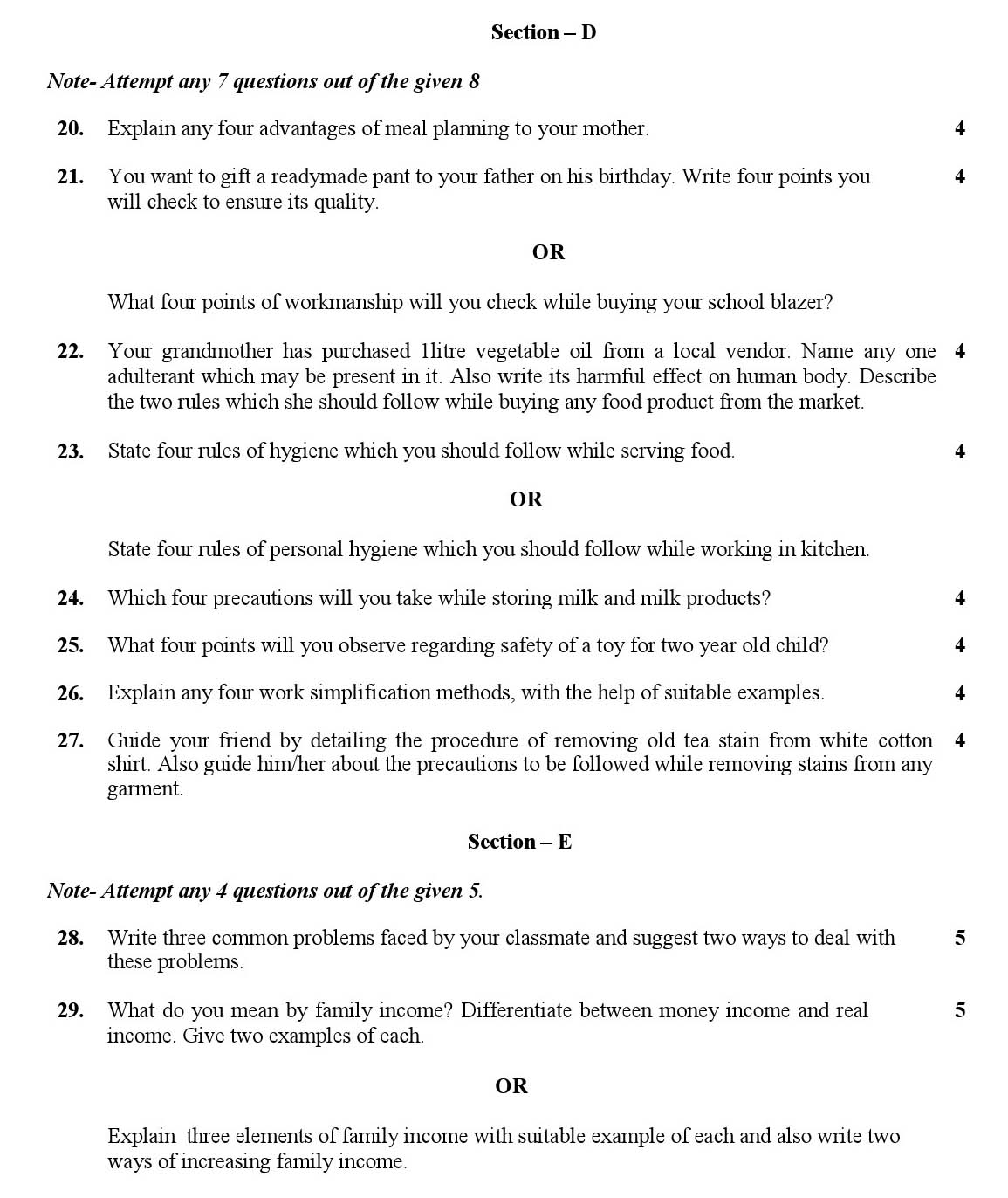 Home Science CBSE Class X Sample Question Paper 2018-19 - Image 3