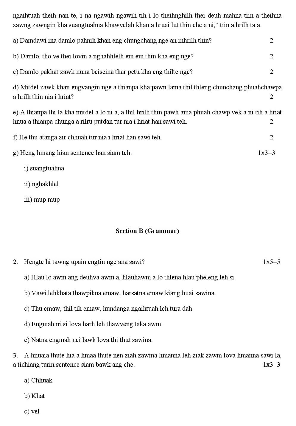 Mizo CBSE Class X Sample Question Paper 2018-19 - Image 2