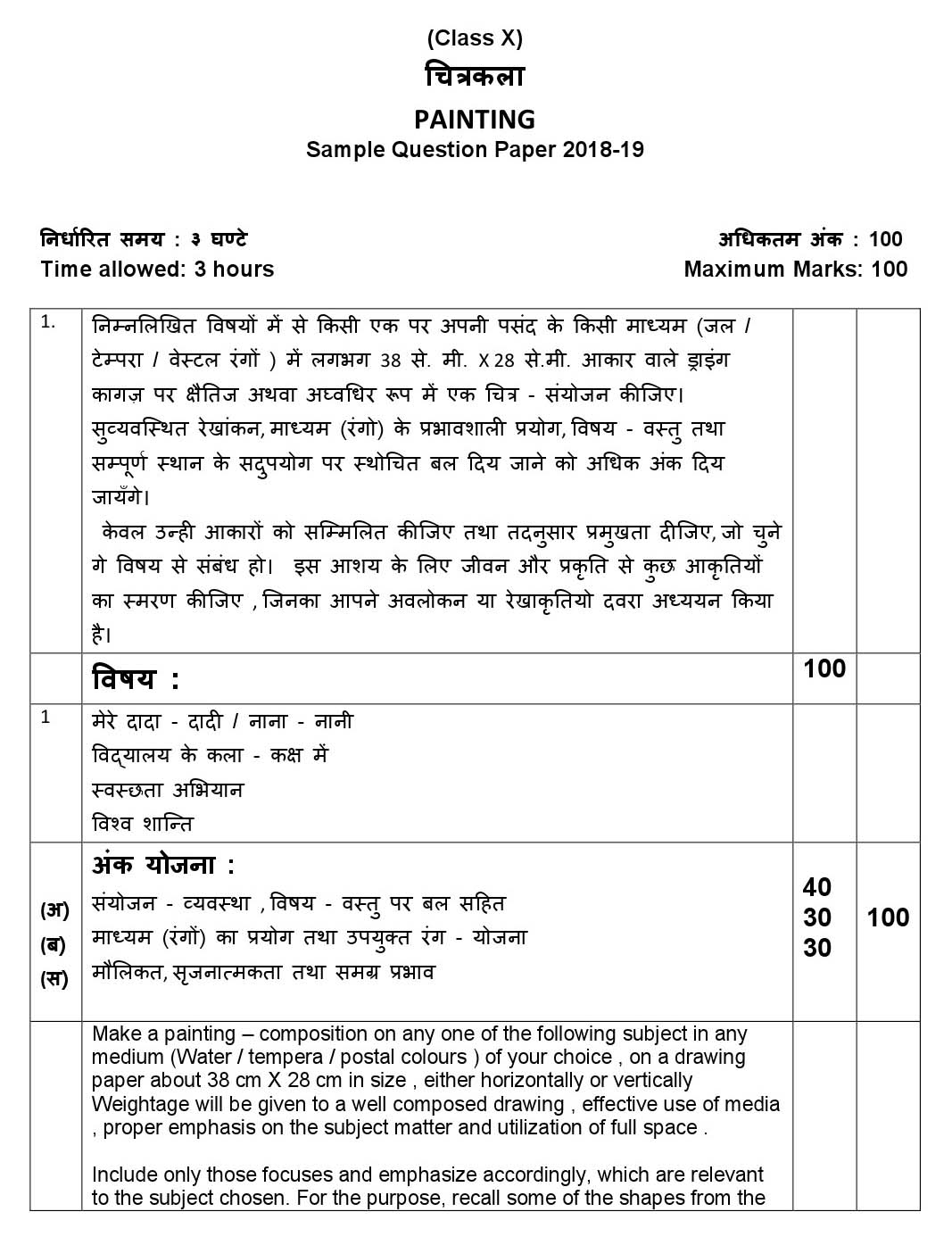 Painting CBSE Class X Sample Question Paper 2018-19 - Image 1