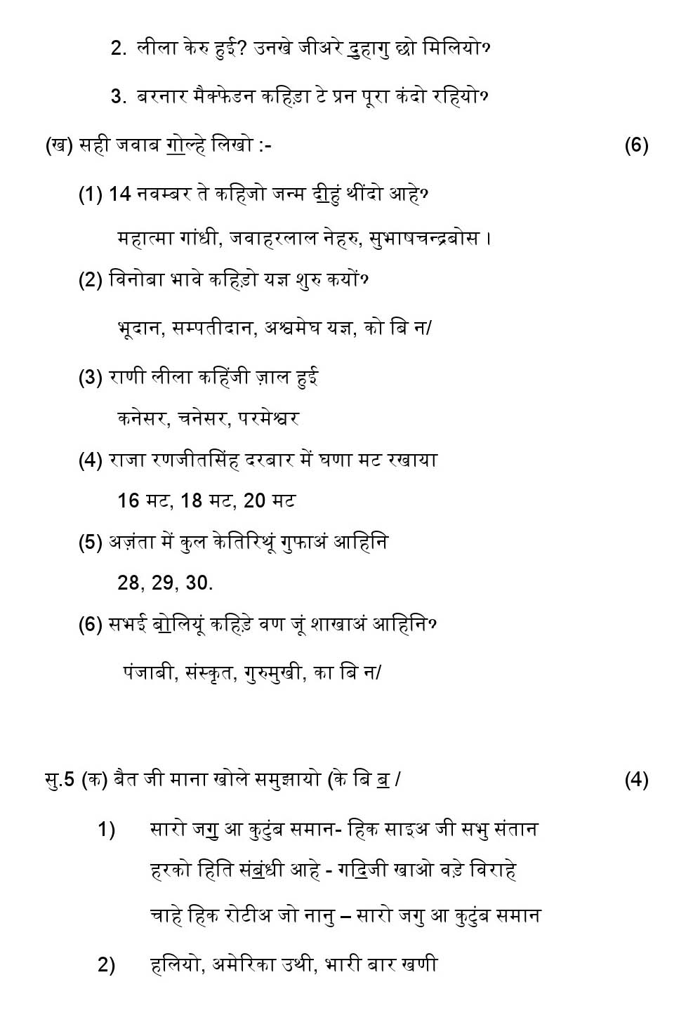 Sindhi CBSE Class X Sample Question Paper 2018-19 - Image 5