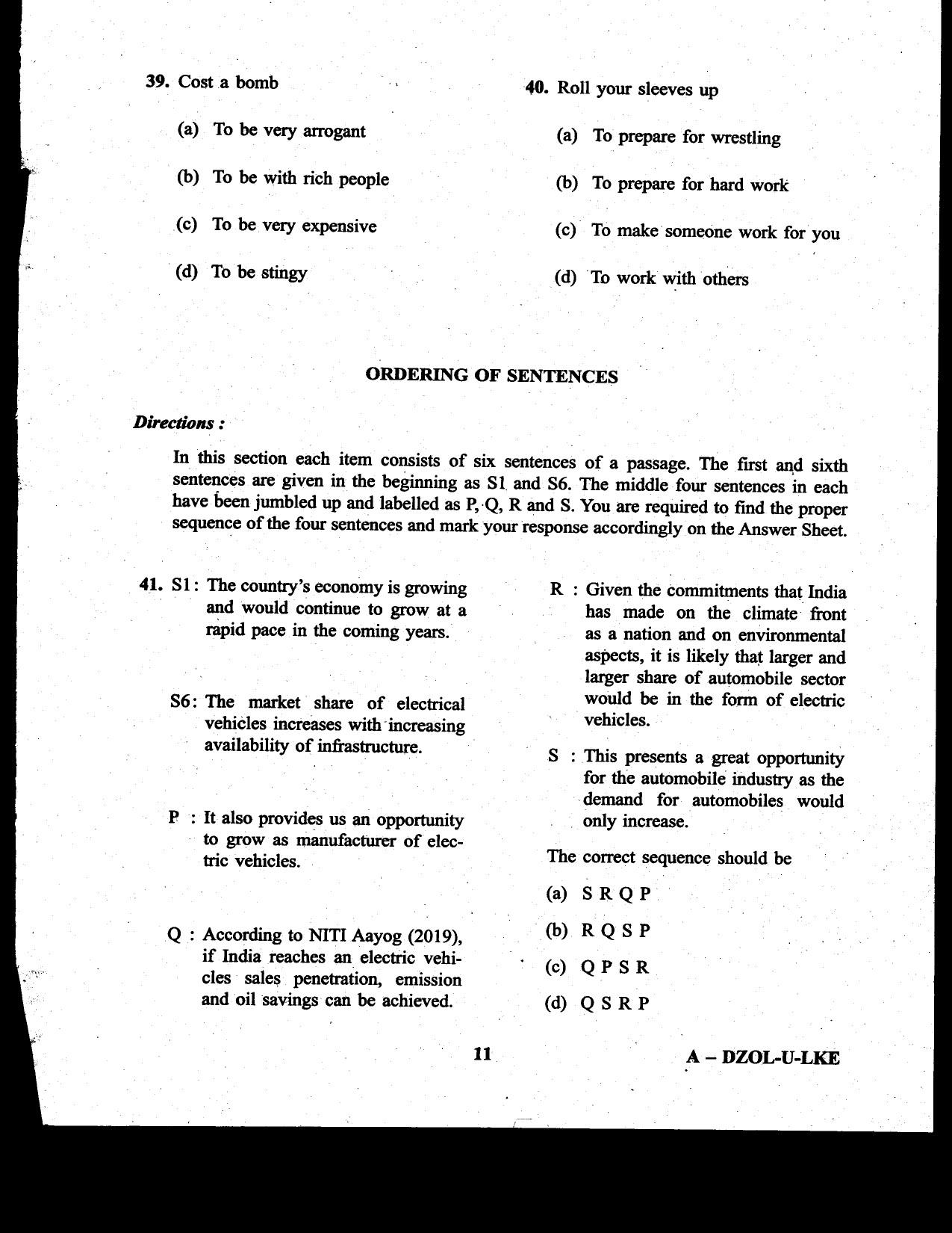 CDS II Examination 2020 English Question Paper - Image 11