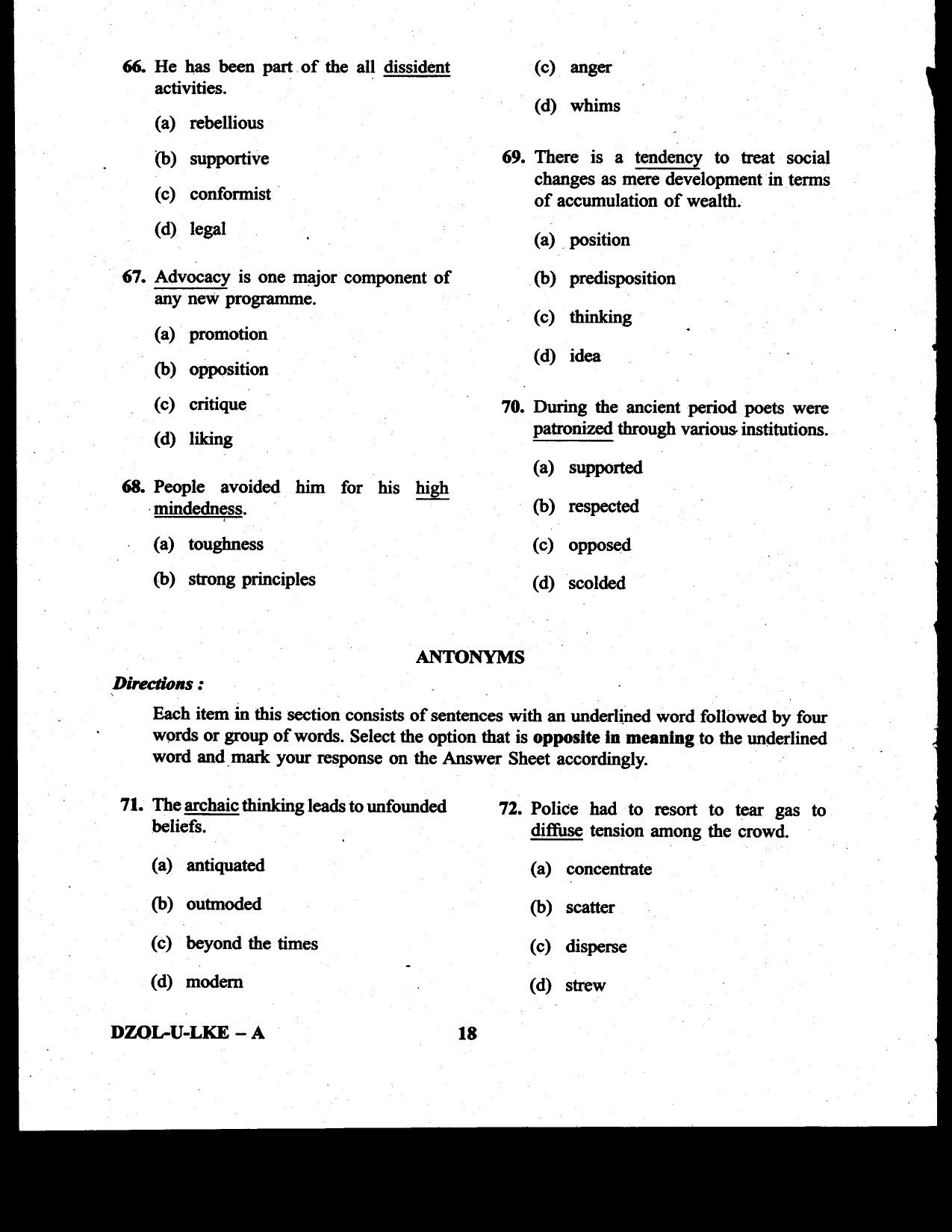 CDS II Examination 2020 English Question Paper - Image 18