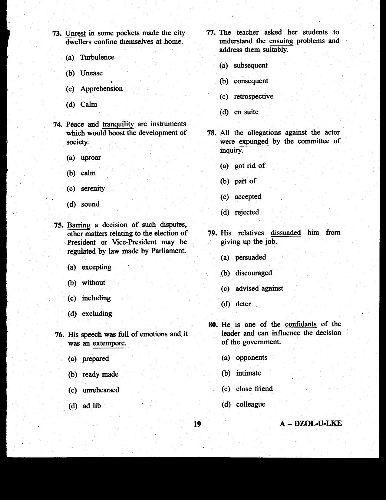 CDS II Examination 2020 English Question Paper - Image 19