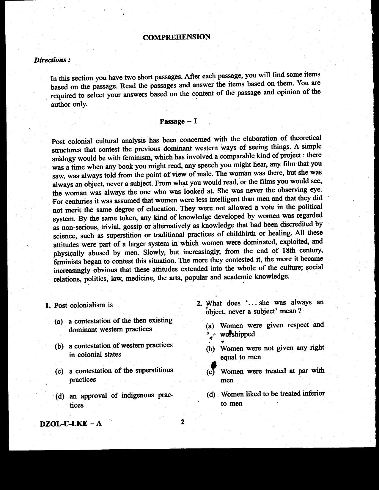 CDS II Examination 2020 English Question Paper - Image 2