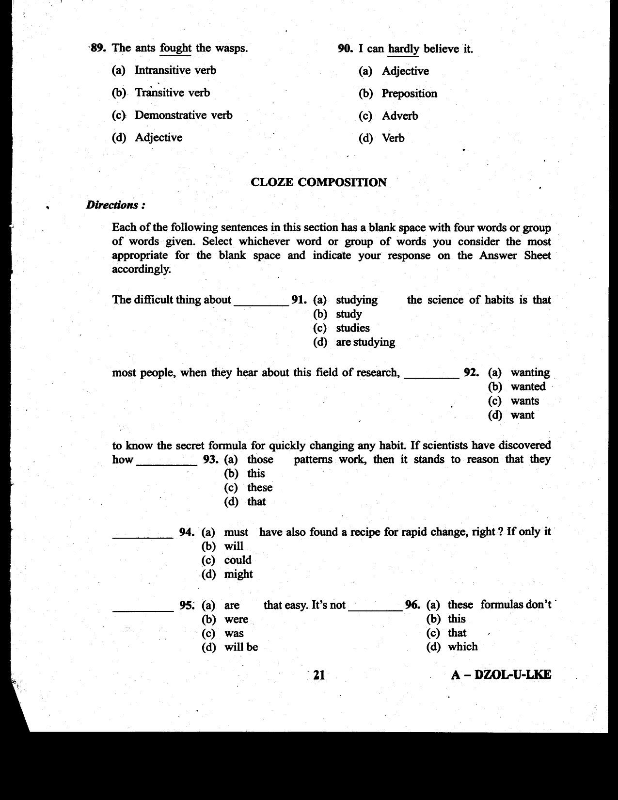 CDS II Examination 2020 English Question Paper - Image 21