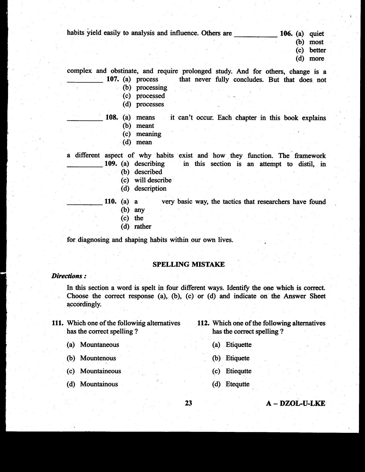CDS II Examination 2020 English Question Paper - Image 23