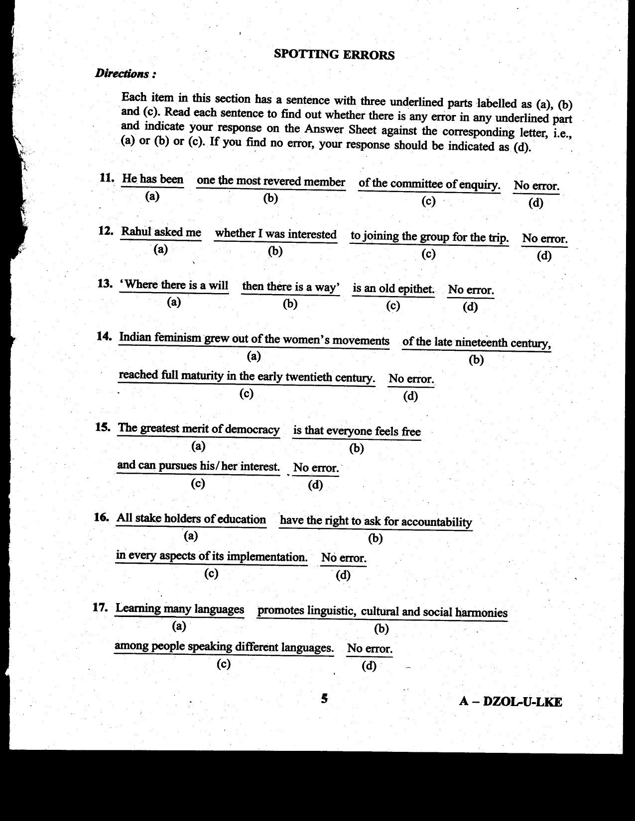 CDS II Examination 2020 English Question Paper - Image 5