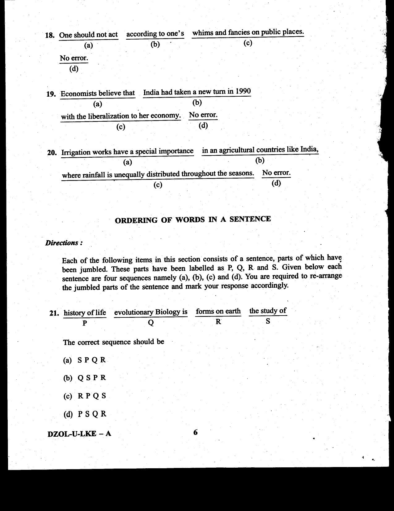 CDS II Examination 2020 English Question Paper - Image 6