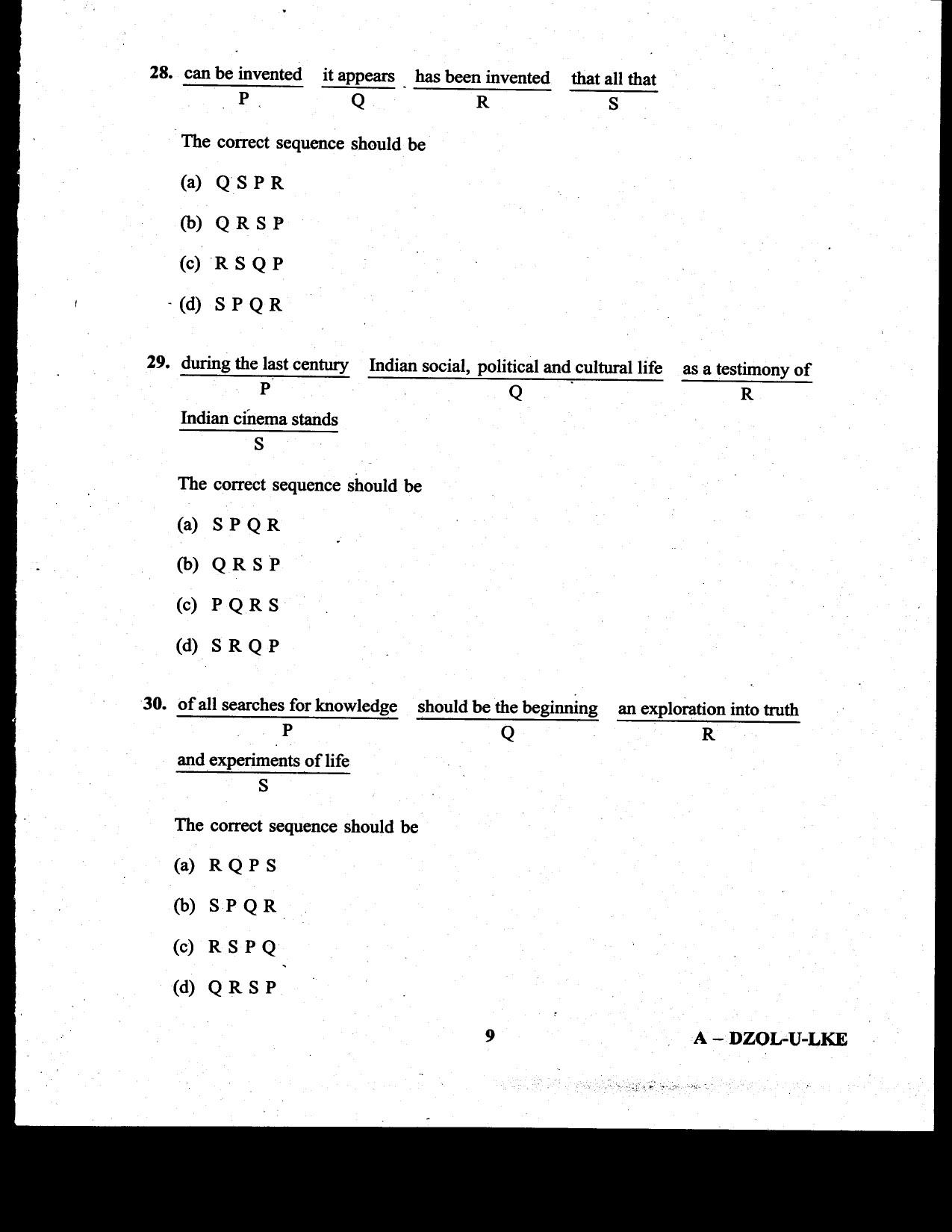 CDS II Examination 2020 English Question Paper - Image 9