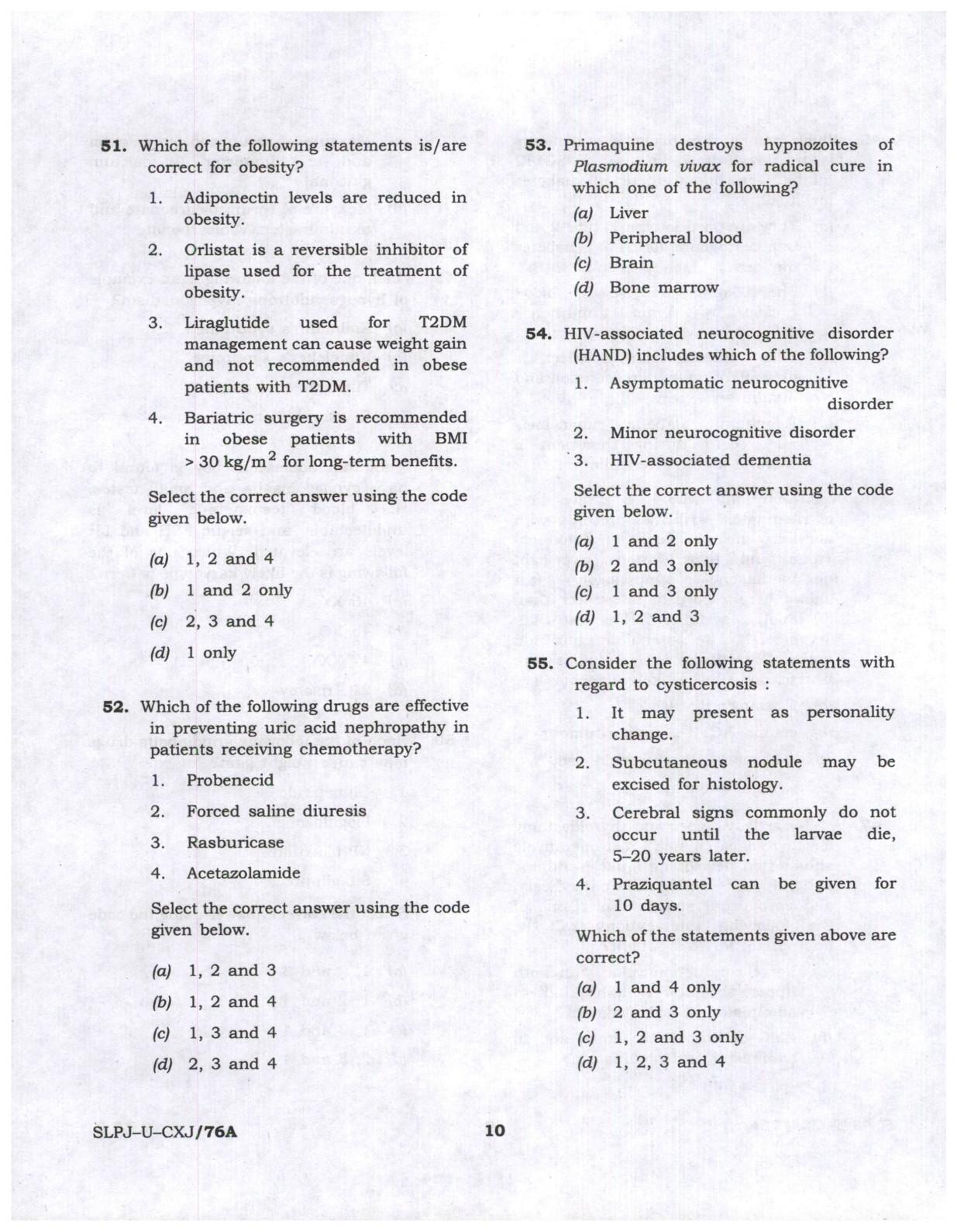 CMS Examination 2023 Paper I Question Paper - Image 10