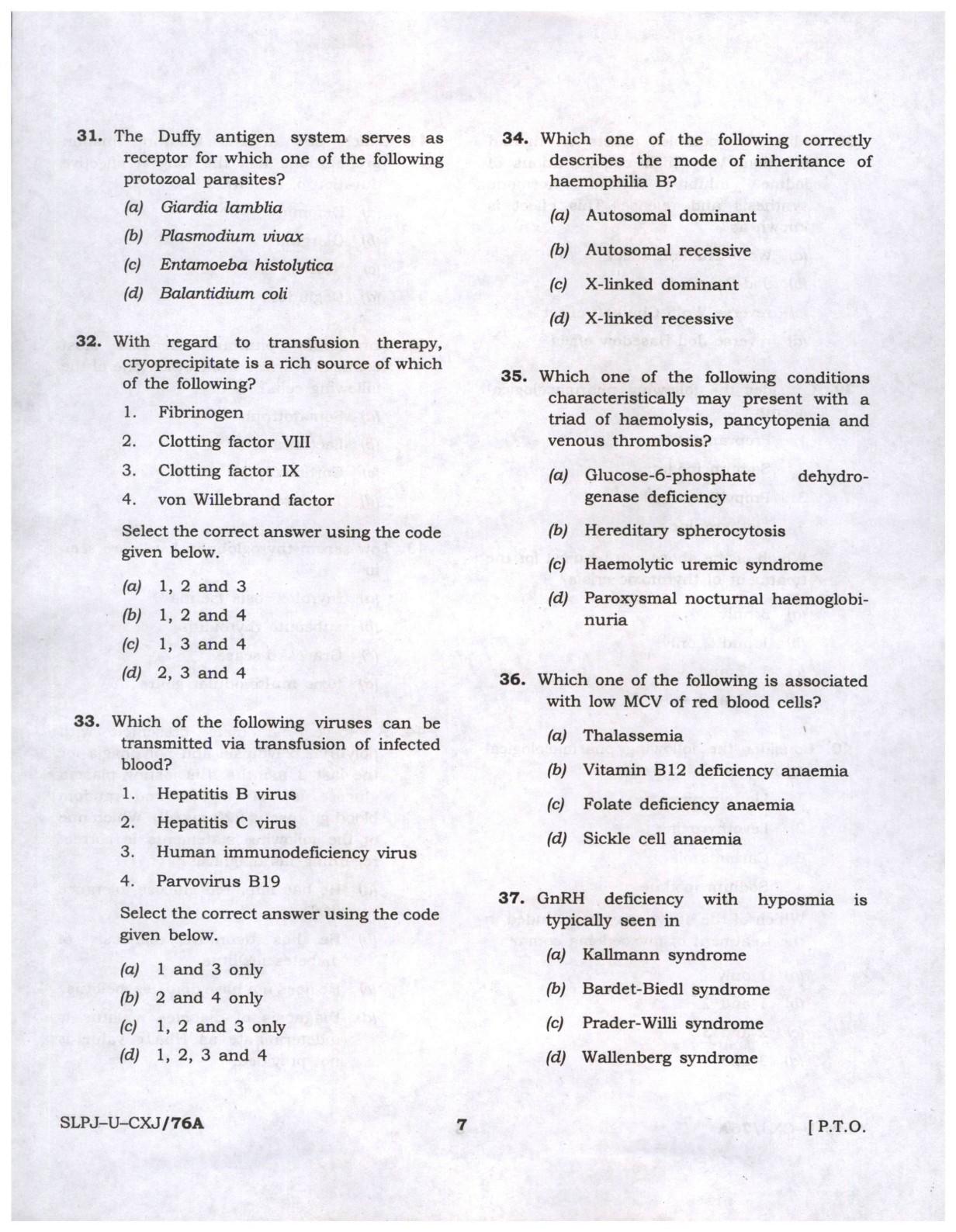 CMS Examination 2023 Paper I Question Paper - Image 7