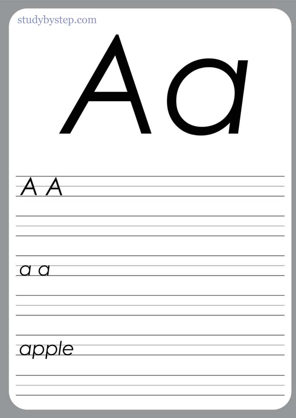 Picture Worksheet 1 - Handwriting Practice of Capital A and Small a