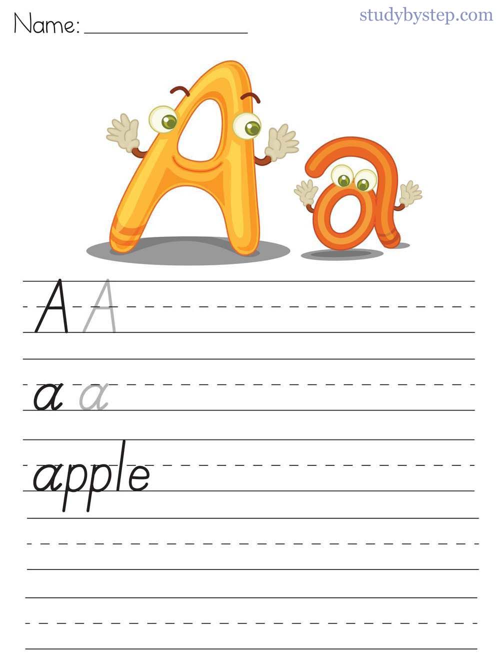 Picture Worksheet 4 - Handwriting Practice of Capital A and Small a