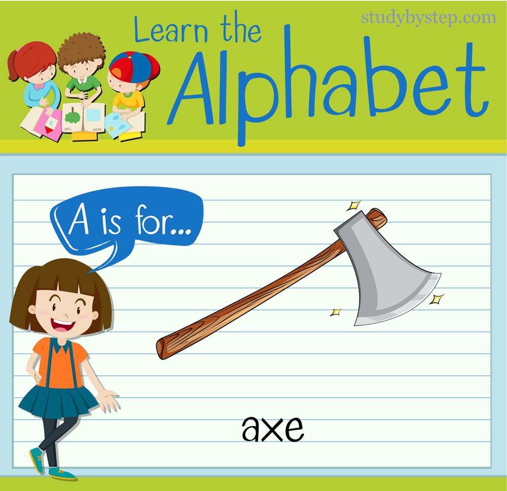 A is for axe - Learn the Alphabet A with Picture