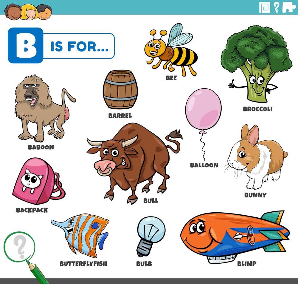 Learn Words starting with Letter B using our Picture Worksheets-Worksheets